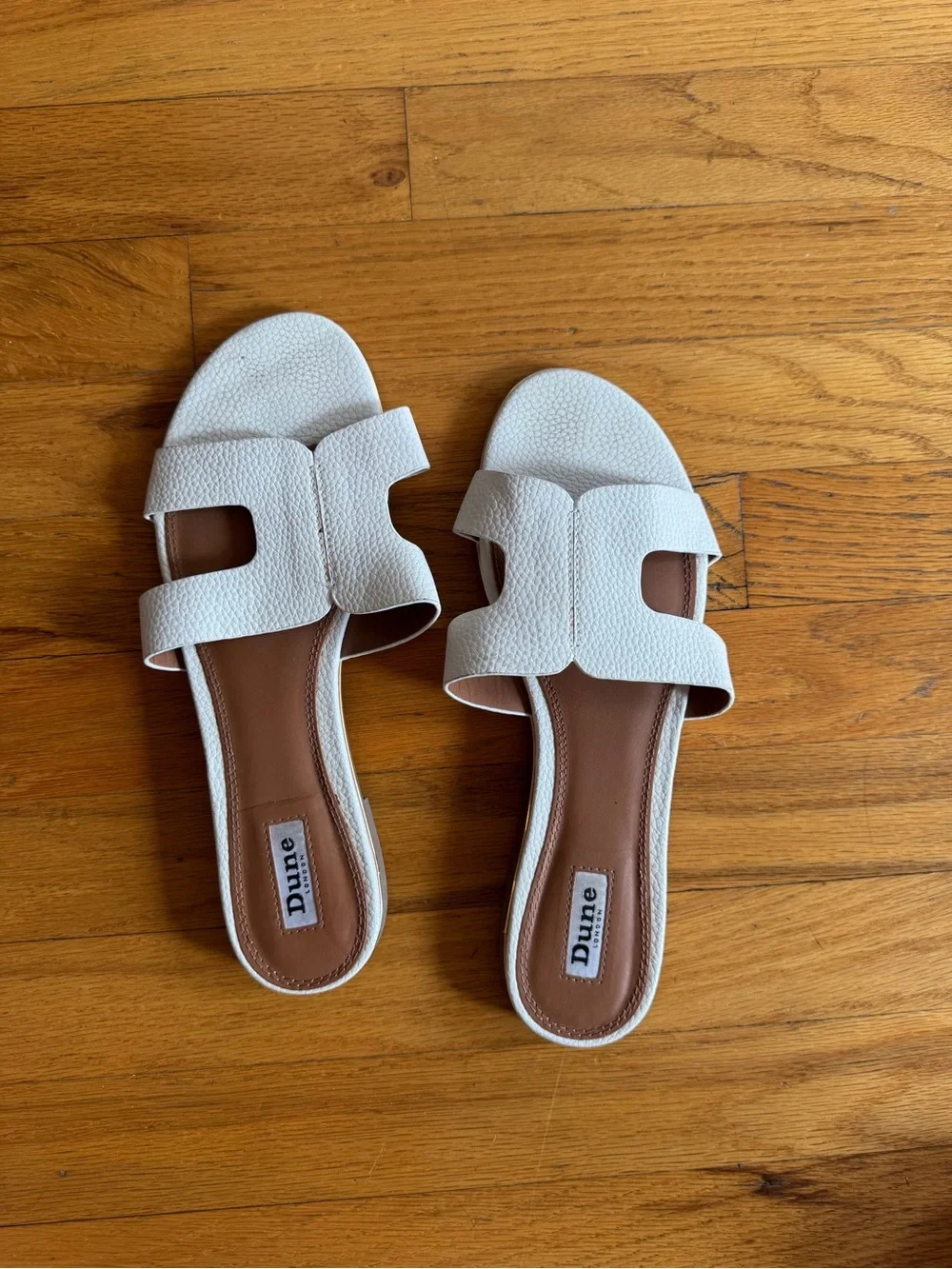 White Leather Slide Sandals for Women